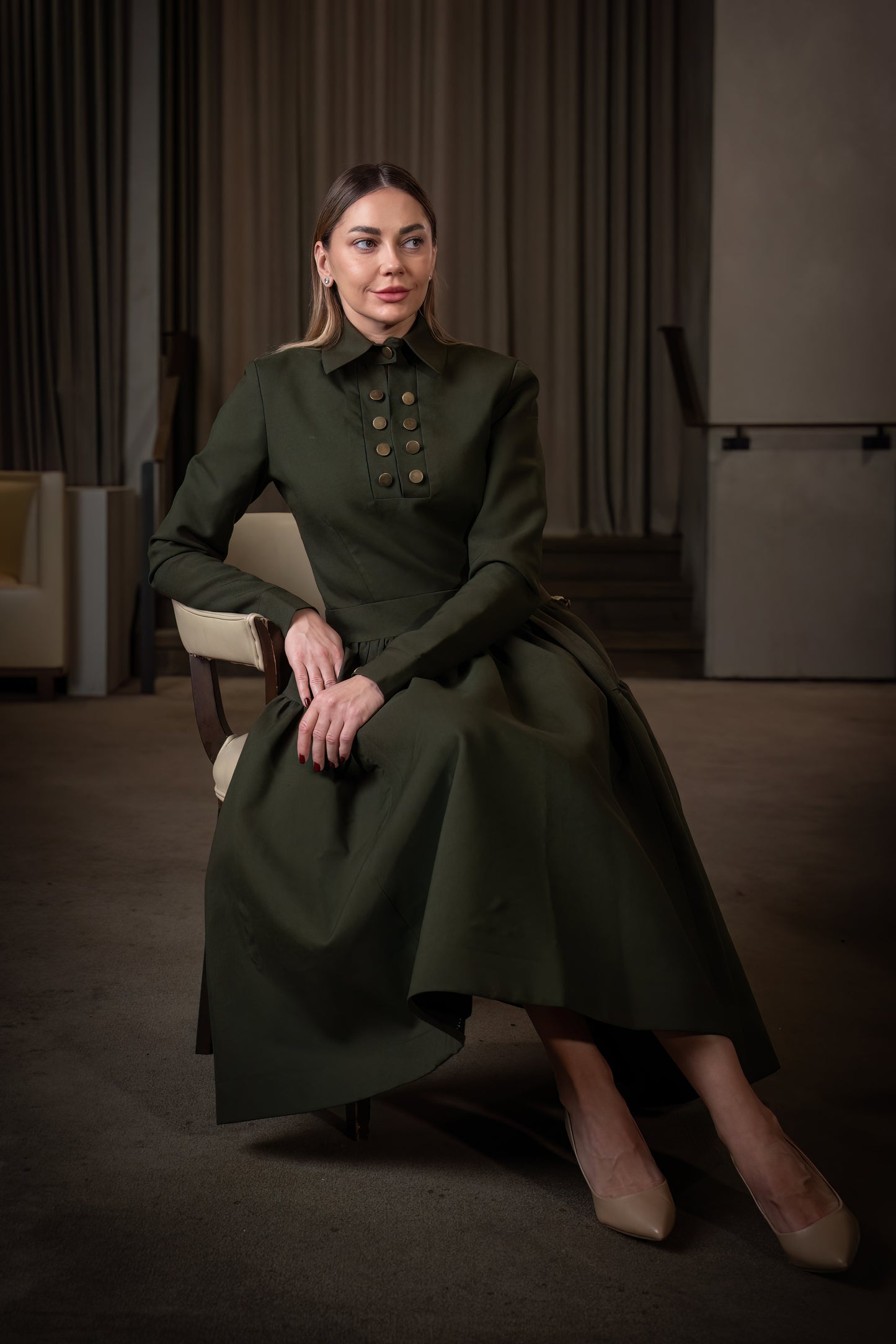 Drop-Waist Ruffled Dress