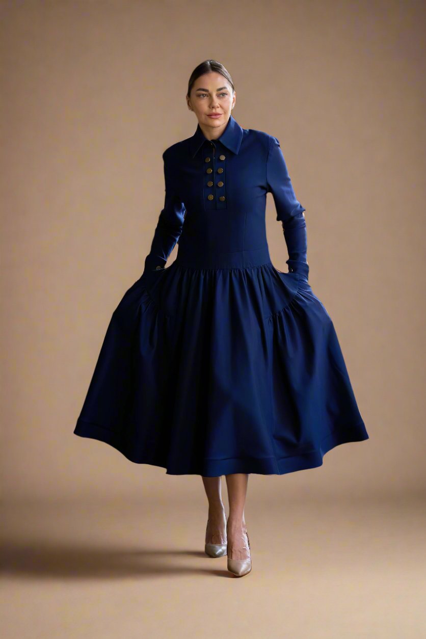 Drop-Waist Ruffled Dress