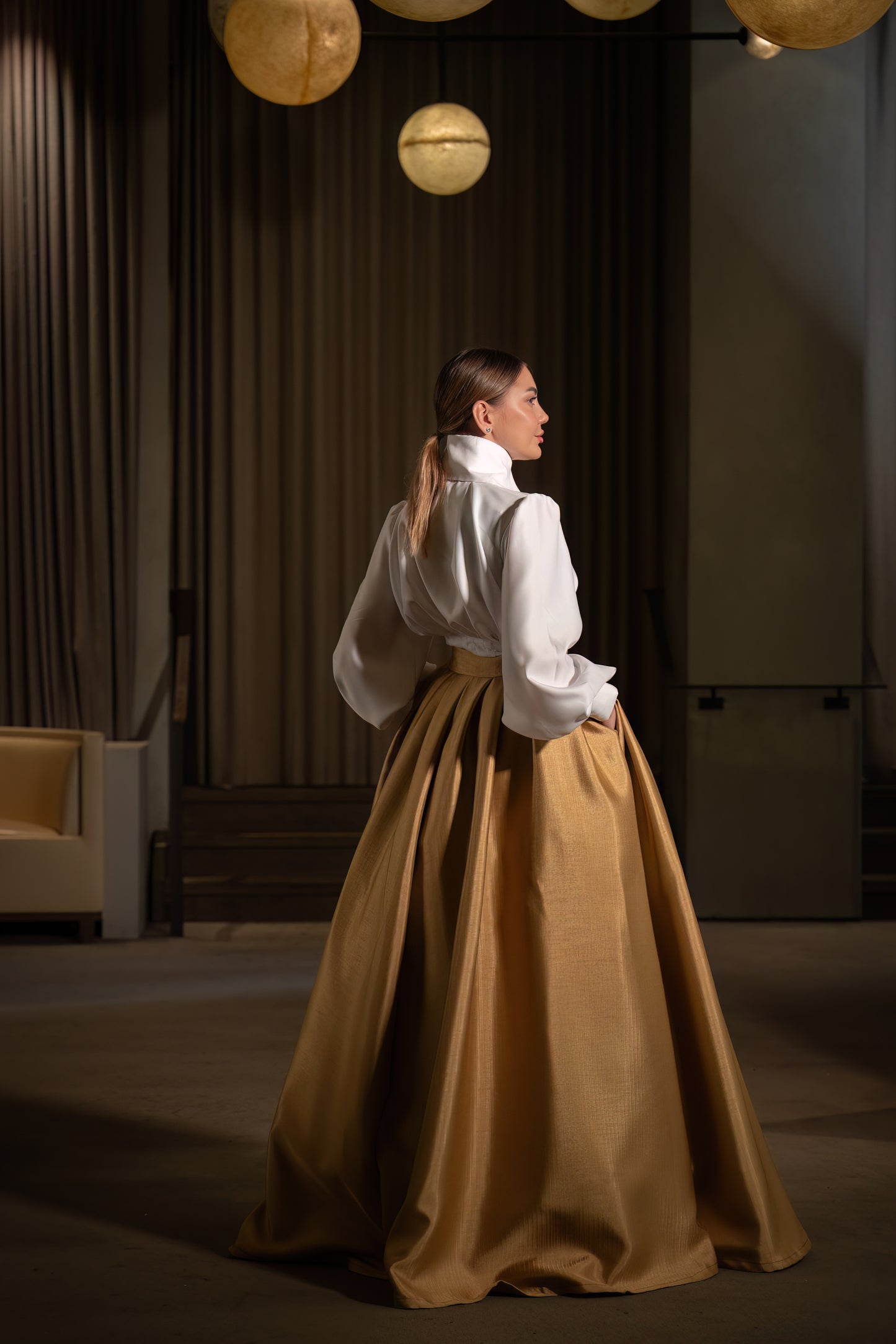 Floor-Length Pleated Skirt