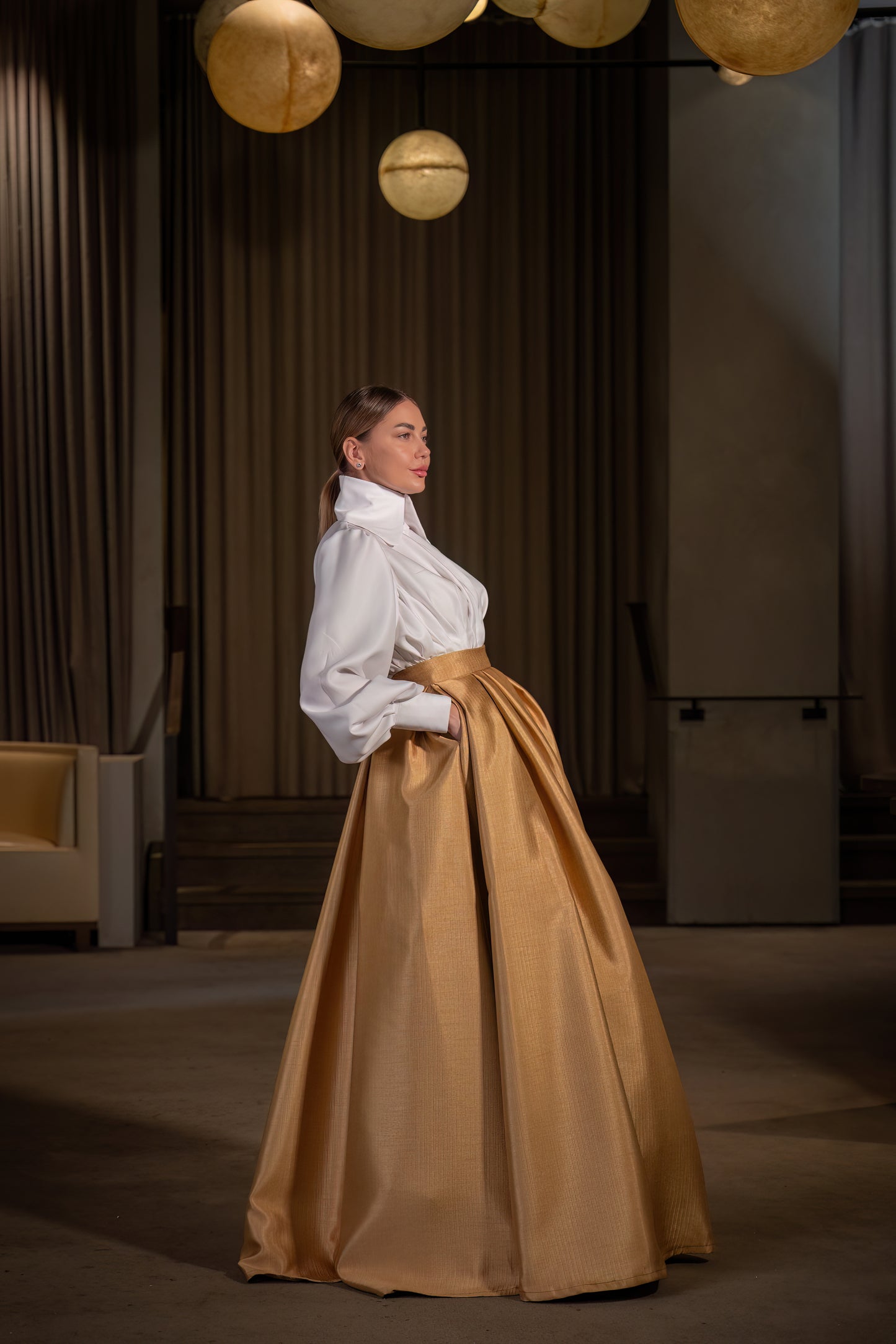 Floor-Length Pleated Skirt