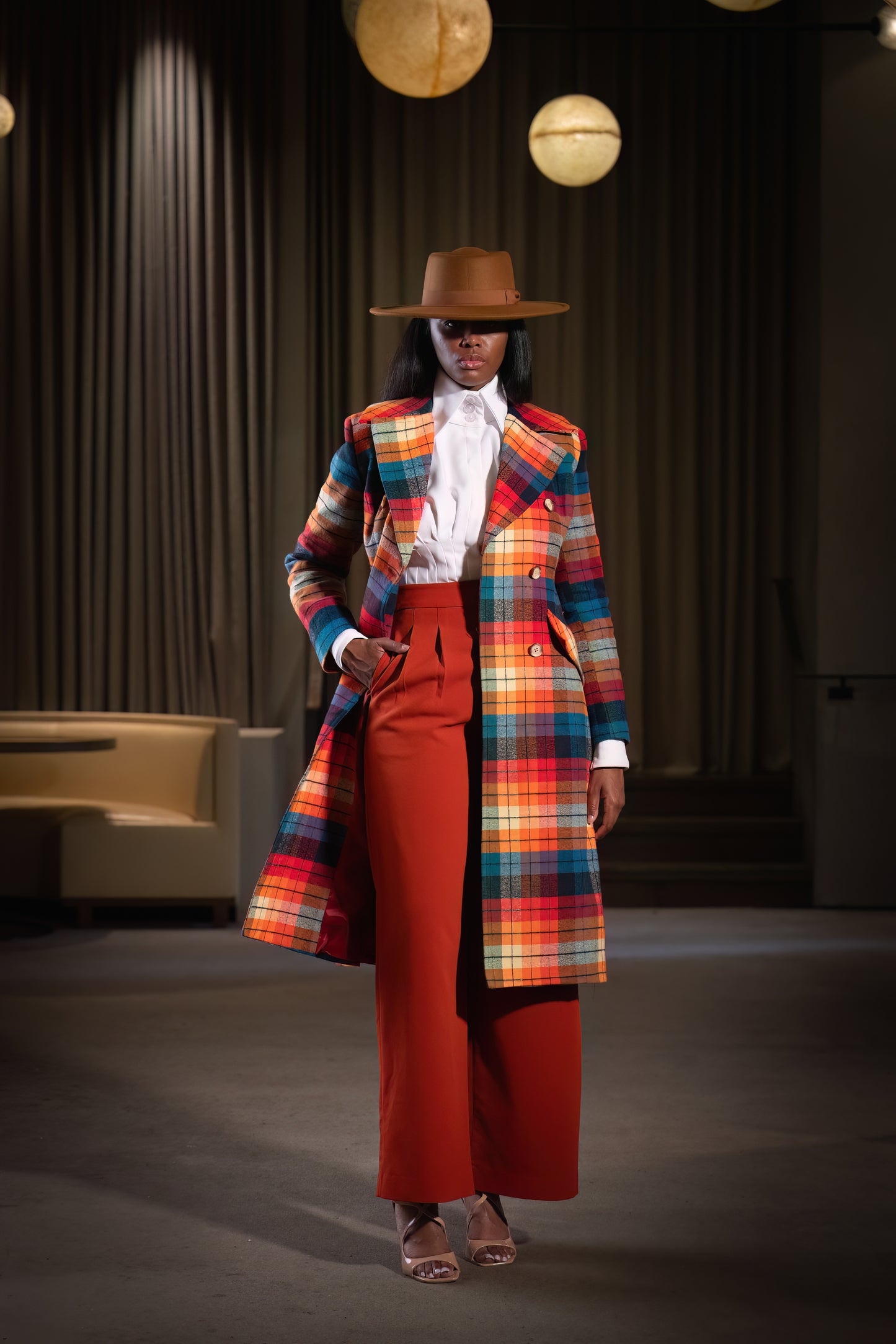 Multi-Color Double-Breasted Coat