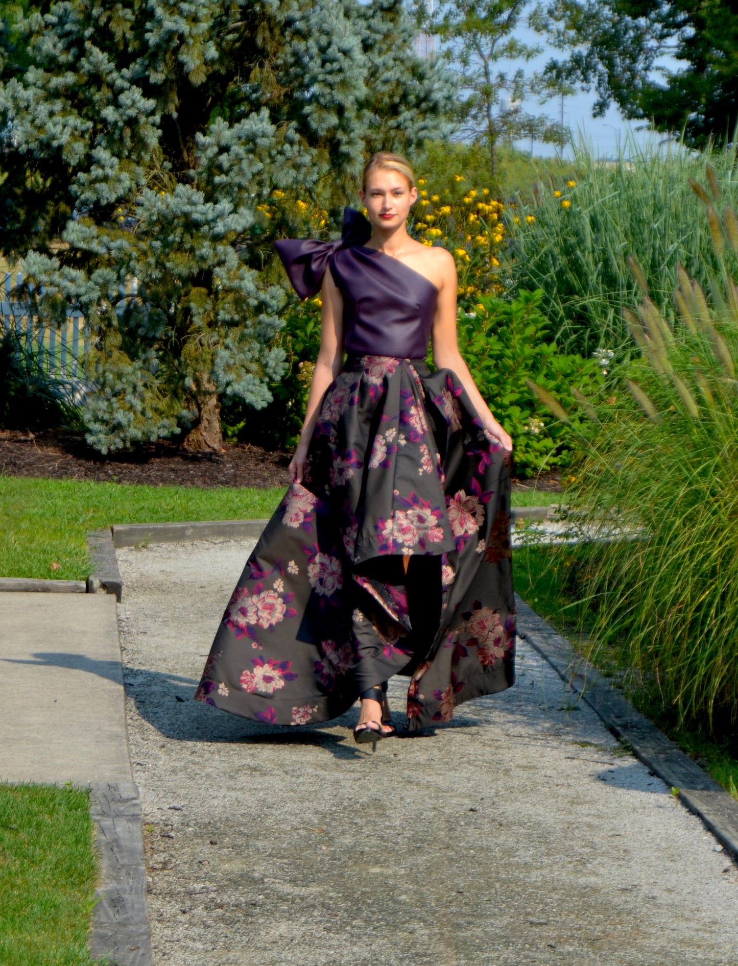 Two Piece Brocade & Leather Ensemble