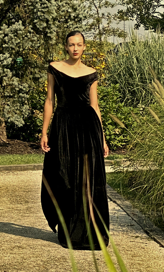 Black Velvet Evening Gown