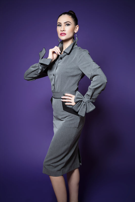 Contrasting Bow Blouse